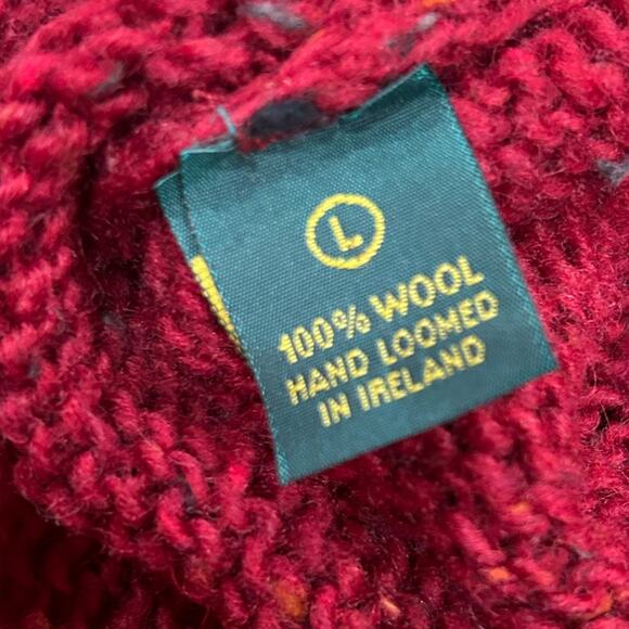 Aran Sweater Market Hand Loomed Wool Button Front Cardigan Size Large - Picture 8 of 8